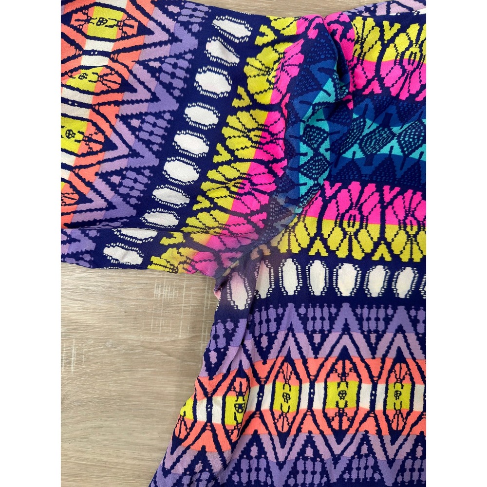 Alice & Trixie Geometric Print Bell Sleeve Boho Blouse‎ Womens Silk Size M - Picture 7 of 9